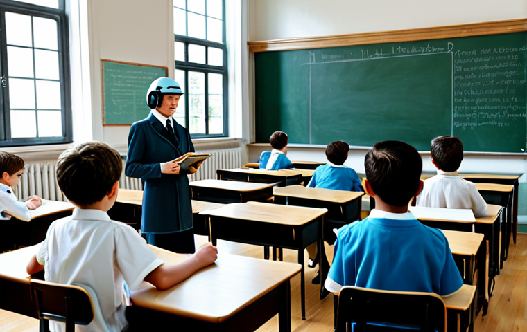 **

A bright and modern classroom setting. Students are wearing MR headsets and interacting with holographic educational content. The scene shows a historical reconstruction with fully clothed figures in appropriate attire. A teacher, also fully clothed, is guiding the students. Safe for work, appropriate content, fully clothed, professional educational environment, perfect anatomy, natural proportions, well-lit, high quality.

**